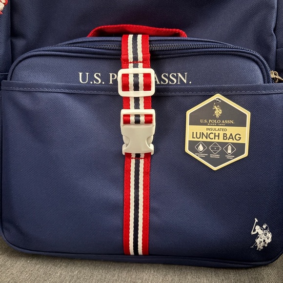 U.S. Polo Assn. Navy Backpack with Red and White Stripes - Picture 3 of 4